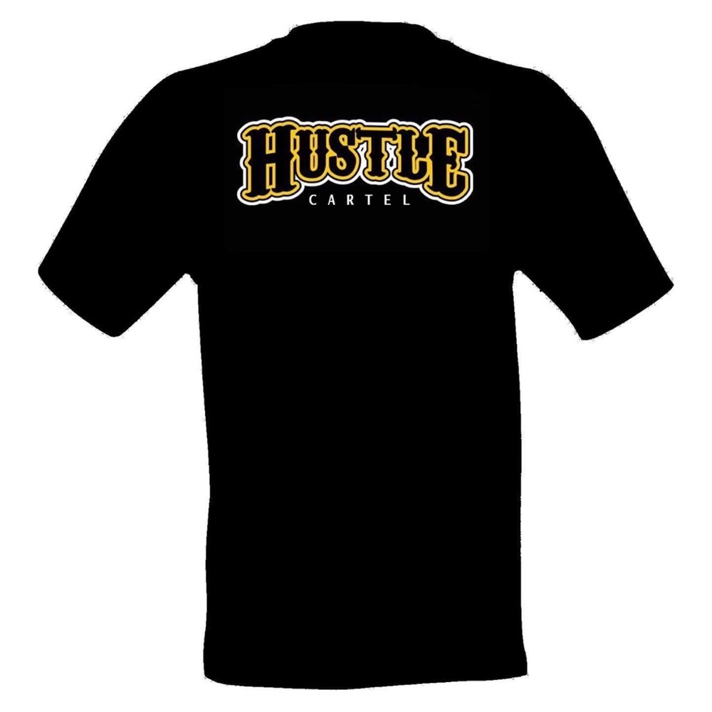 Hustle Cartel = Black T-Shirt = Yellow/White-Ink